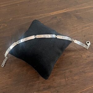 Sterling Silver Inspirational Bar Bracelet - Silver